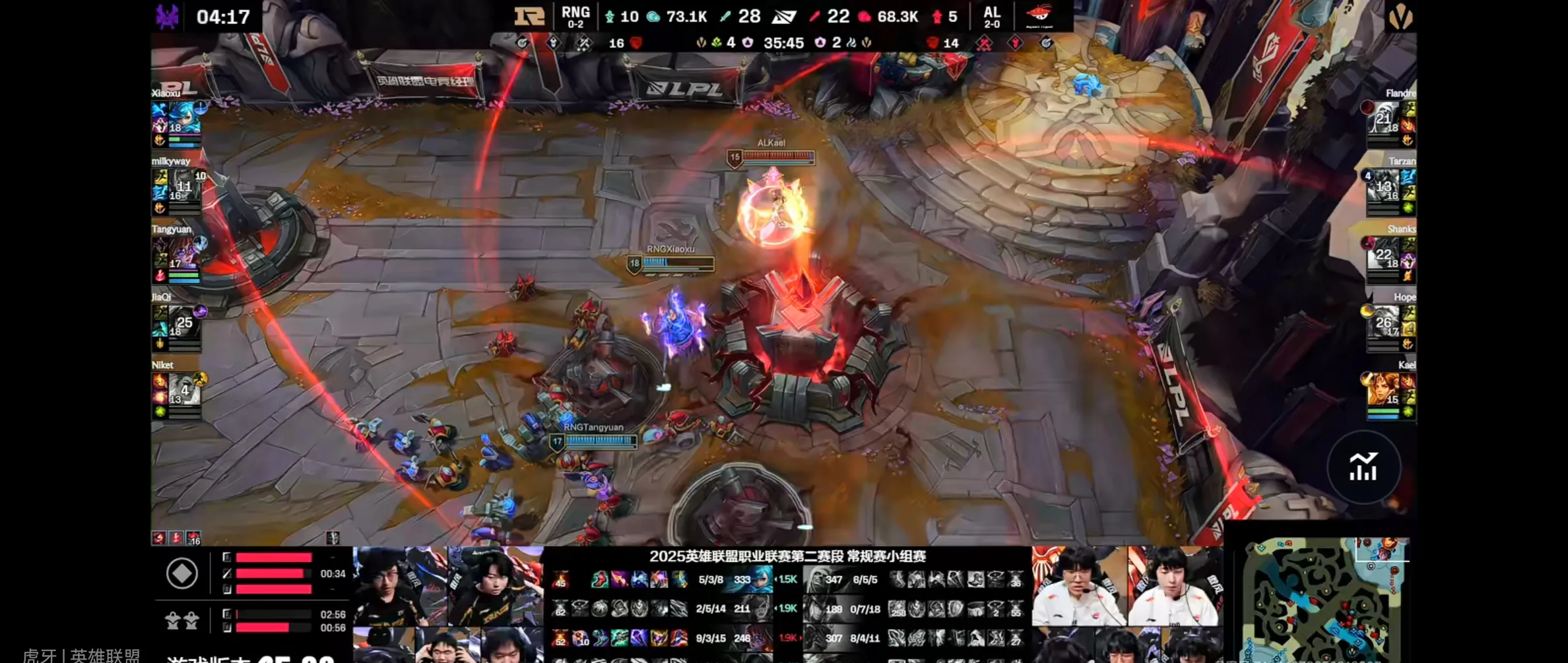 包含RNG鏖战TES，Xiaohu操刀奇招英雄翻盘鏖战多局小组赛，引爆全场热议的词条